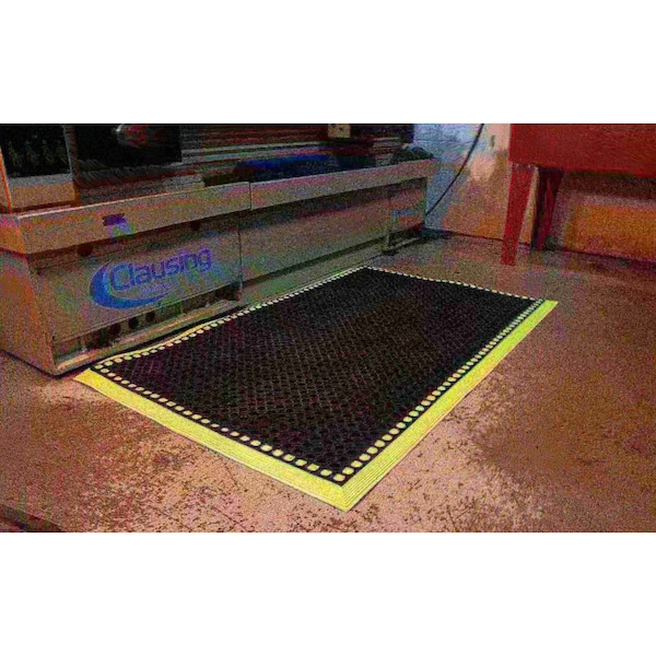 Durable Corp 48" X 124" Black W/High-Viz Yellow Border Anti-Fatigue Mat 870S4124BKHV - main